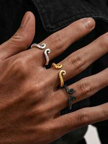 1pc Stainless Steel Vintage Creative Tight-Fillet Curse Open Ring Black Mythological Jewelry Unisex Versatile Daily Decoration Suitable For Gift - Tightening Spell - View 1