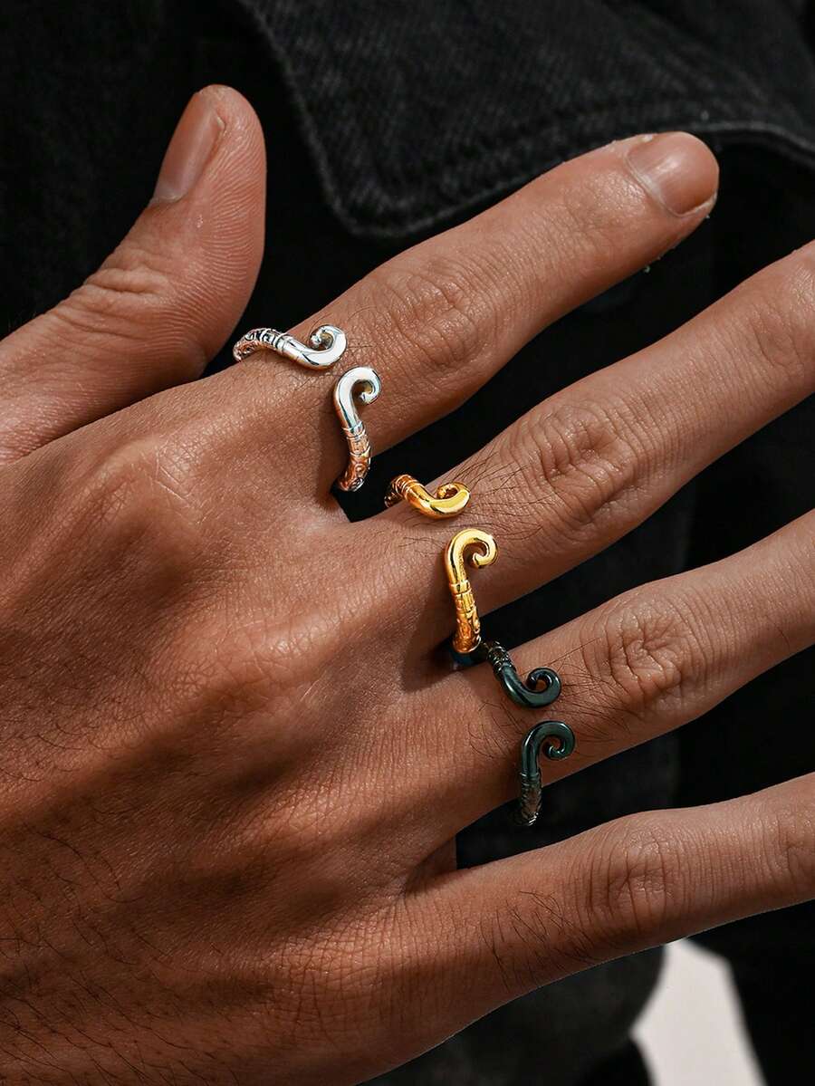1pc Stainless Steel Vintage Creative Tight-Fillet Curse Open Ring Black Mythological Jewelry Unisex Versatile Daily Decoration Suitable For Gift - Tightening Spell - View 1