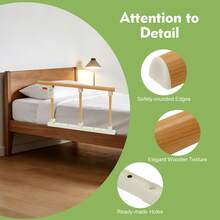3-Speed Elderly Bed Railing, Foldable Bedside Safety Fence, Used For Getting In And Out Of Bed And Rehabilitation Training, 26.77 * 17.32 Inches - White+Wood Color - View 8