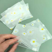 Daisy Pattern Frosted Zipper Storage Bag, Dustproof And Moisture-Proof Self-Sealing Bag, Portable Hair Scrunchies, Doll Charms, Jewelry, Small Accessories Storage Pouch, Travel Storage Bag, Gift Packaging Bag - Multicolor - View 7
