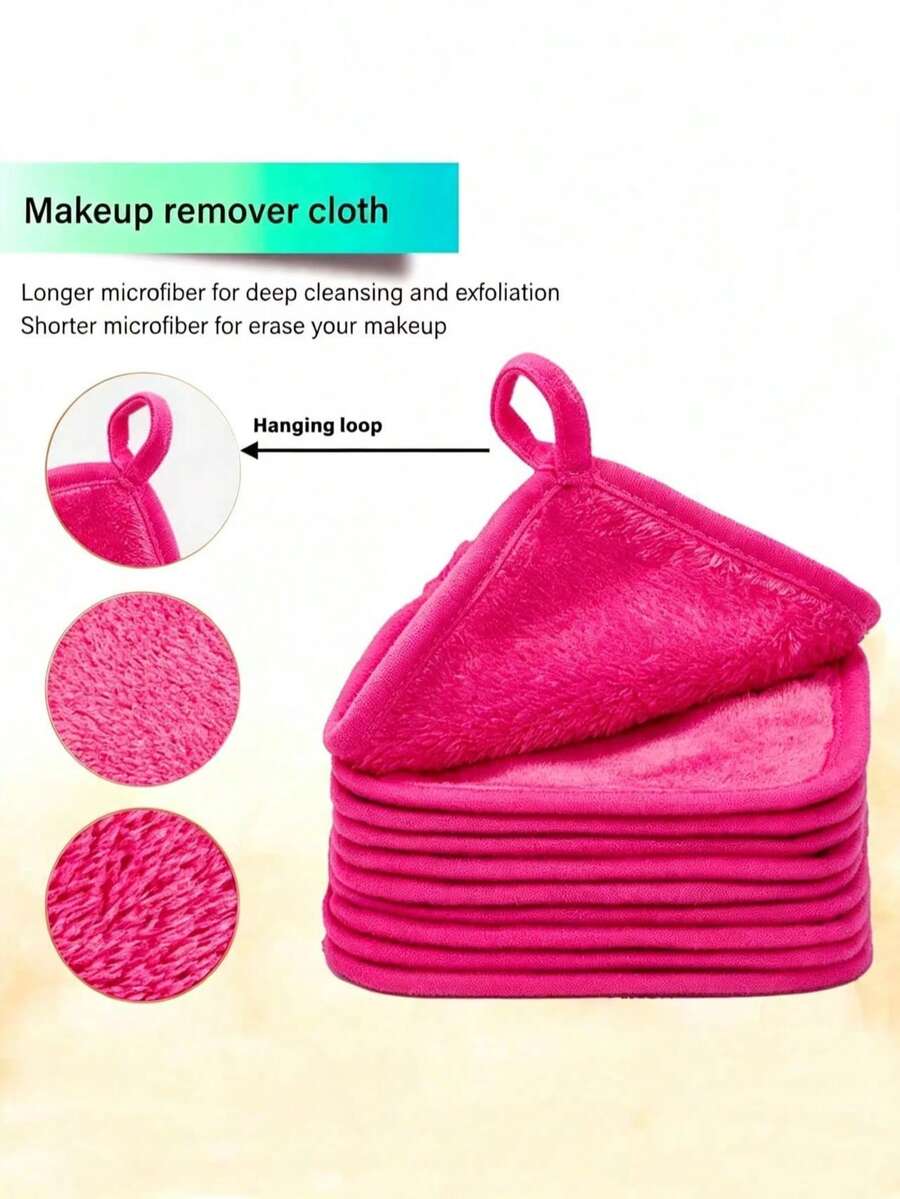 5/3/1pc Soft Microfiber Facial Cleansing Cloths With Hanging Loop, Makeup Remover Face Towels, Gentle Skin-Friendly, Washable And Reusable - Multicolor - View 1