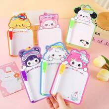 6pcs Random Sanrio Cute Cartoon Erasable Memo Boards, Hanging Whiteboards, Writable & Doodle Boards, Creative Writing, High-Quality Writing Paper, Suitable For Memos, Office Sticky Notes, Kitchen Messages, Doodling, Fun & Practical - Multicolor - View 6
