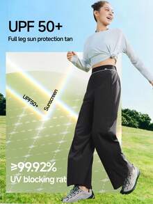 Beneunder Women's Cooling Quick-Dry Wide-Leg Sun-Protective Pants AL001 - Black - View 2