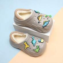 Kids' Thermal Lined Clogs With Cute 3D Dinosaur Decor, EVA Non-Slip Soft Sole, Unisex Home & Outdoor Wear, Warm For Autumn/Winter - Grey - View 8