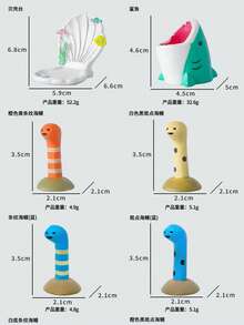 1 Set Summer Cartoon Ocean PVC Landscape Decor, Fun Eel Shark Mouth Shell Shaped Pen Holder, Aquarium Fish Tank Micro Landscape Decoration, Student Computer Desk Creative Storage Mini Ornament - A - View 5