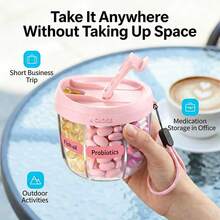 Portable Pill Box 7-Day Large Capacity Pill Storage Box Vitamin Storage Box Anti-Confusion Design Large Opening Easy Access Travel Pill Box - Two-ribbed Pill Box - View 5