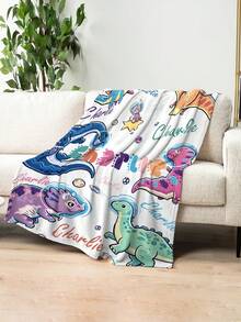 1pc Customized Name Blanket, Personalized Bed Throw, Printable Name, Personalized Throw Blanket, Cute Animal Pattern Blanket, Comfortable Blanket, Home Gift, Birthday Gift, Christmas Gift, Personalized Gift, Gift For Son/Daughter, Gift For Friend - Style 8 - View 2
