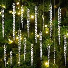 12/24/36pcs Crystal Clear Christmas Tree Hanging Icicle Decorations, Suitable For Holiday And Winter Party Decor - Multicolor - View 1