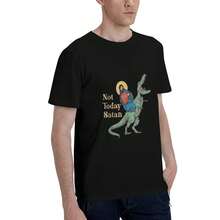 Not Today Satan Jesus Riding Dinosaur T Rex Funny Sarcastic T Shirt - Shape - View 4