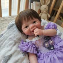 18 Inch Vivienne Silicone Baby Reborn Baby Doll Handmade Reborn Doll Gir With Rooted Hair(Anatomically Accurate) - Silicone Doll - View 3