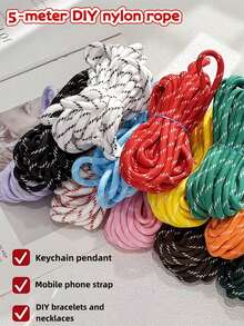 5mm Colorful Nylon Braided Rope, Multi-Purpose Paracord, Durable Braided Cord, Suitable For DIY Keychains, Pendants, Phone Lanyards, Belts And More - Colored Rope - View 5