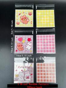 Cute Bear And Rabbit Print Self-Sealing Transparent OPP Bags, Cartoon Small Gift Bags For Holiday Gifting - Multicolor - View 5
