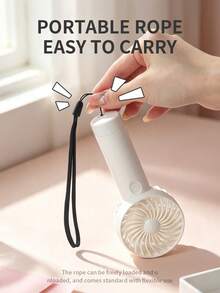 AOYI 1pc 500mAh Rechargeable Portable Handheld Mini Fan With 3 Speed Adjustments, Comes With USB Charging Cable And Lanyard - Multicolor - View 5