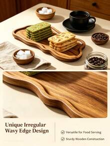 1PC Cheese Tray, Wooden Snack Dish, Irregular Shaped Tray, Fun Tray, Kitchen Essential, Home Decor, Kitchen Supplies, Kitchen Accessories, Snack Box, Can Hold Cakes, Snacks, Cheese And Other Foods, Also Can Be Used As Serving Tray, Cup Holder, Fun Design, Suitable For Halloween, Christmas And Other Holidays - View 7