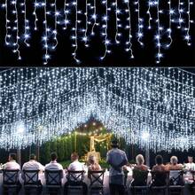 1pc Christmas Home Decor Icicle LED String Lights, Battery Powered Fairy Lights, Holiday Decoration, Christmas Lighting, Indoor/Outdoor Eaves Decor - Battery-operated Icicle Lights - View 10