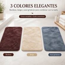 Alfombra de Baño Rectangular de 40x60cm, Tapete Suave de Fibra de Poliéster y Base de Caucho Antideslizante para Ducha y Salida de Bañera, Alfombrilla Absorbente Color Sólido - Rojo - Ver 4