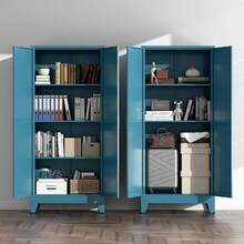 Home Farmhouse Storage Cabinet With 2 Barn Door, Tall Kitchen Pantry Cupboard With 3 Adjustable Shelves, For Dining Room, Bathro - Blue Green - View 9