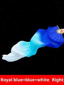 1pc Belly Dance Fan, Gradient Color Long Faux Silk Fan, Dance Performance Prop - Multicolor - View 17