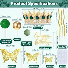 40pcs/12pcs/1pc Pink Rhinestone Crown Happy Birthday Acrylic Cake Topper Set, Gold Hollow Butterfly & Mini Ball Foam For GirlsBirthday Cake Decorations - Multicolor - View 14