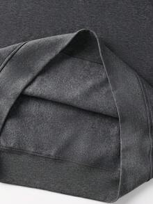 Camvyn Men's Autumn/Winter Casual Fashion Button Loose Drop Shoulder Lapel Sweatshirt - Dark Grey - View 6