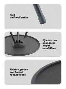 Mesa Plegable Redonda KIUO para Camping, Picnic o Viajes con Altura Ajustable - Negro - Ver 7