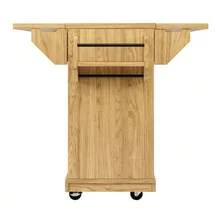Foldable Serving Trolley, 95 Cm Kitchen Cart With Ergonomic Height, PE Rattan Drawers, Mobile Trolley For Kitchen, Balcony & Camping, Natural Brown - Natural Color - View 9