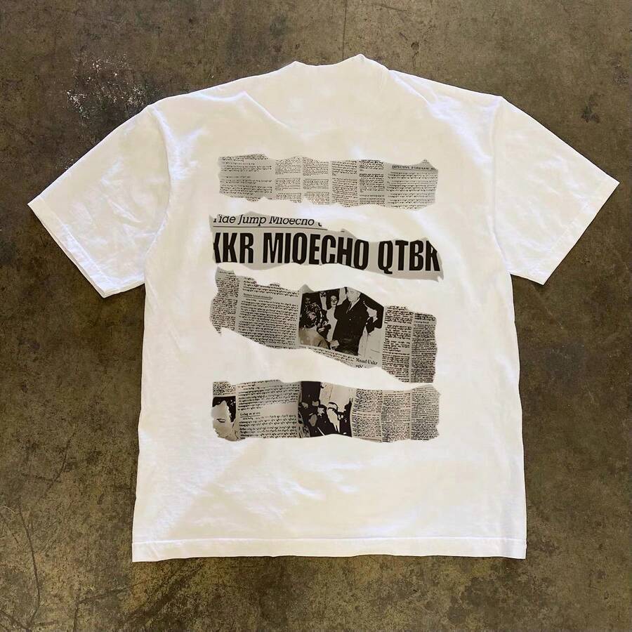 Women T-Shirts - 短袖--白色--復古字母(ab面) - 查看 1
