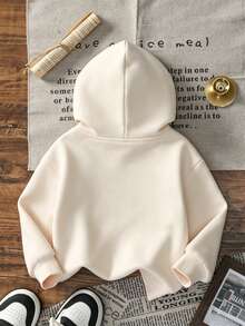 Girls Plaid Stripe Daisy Floral Front Print Hoodie, Soft Casual Pullover - Apricot - View 4