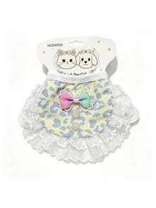 Cute Lace Trim Bow Pet Collar Bib, Detachable, Floral Plaid Cartoon Print, Exquisite Lace Decoration With Bell, Suitable For Kittens, Indoor Cats, Small Dogs, Highly Attractive Pet Decorative Accessory - Multicolor - View 16