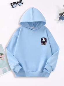 1pc Teen Boy Cartoon Rabbit Print Sweatshirt, Soft And Comfortable, Perfect For Daily Outings In Spring And Autumn - Baby Blue - View 2