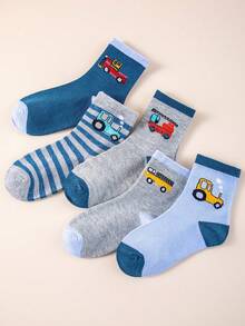 5 Pairs Cute Cartoon Car Pattern Breathable Odor-Resistant Children's Socks, Suitable For Spring, Summer, And Autumn - Multicolor - View 11