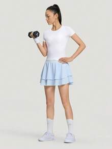 Adidas Women's SEAMLESS SS TEE Short Sleeve T-Shirt Knit Collarless Short TLF5030 - White - View 7