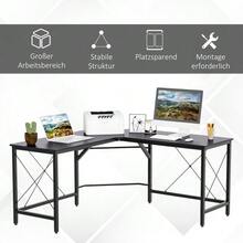 L-Shaped Corner Desk 150x150x76cm MDF Black, Modern Corner Desk For Office & Home Office - 黑色 - 查看 6