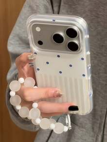 Casing Ponsel Minimalis Elegan dengan Motif Garis-Garis Putih dan Polkadot, Kompatibel dengan iPhone 15, 17 Pro, 17 Pro Max, 16 Pro Max, dan Model 17 Terbaru, Pelindung Lembut yang Melindungi Seluruh Ponsel - Putih - View 4