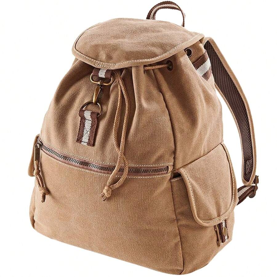 Quadra Vintage Canvas Backpack - 18 Litres (Pack Of 2) - Sahara - View 1