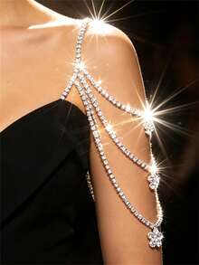 Floral Strap Luxury Chain Rhinestone Sexy Women's Bra Elegant New Crystal Bra Shoulder Lingerie Accessory - Silver - View 2