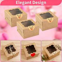 40/20/10/1pc Hard Paper Gift Storage Box With Transparent Viewing Window, Thickened Sturdy Structure, Reusable For Long-Term Use, Ideal Gift Packaging Box For Birthday Parties, Theme Parties And Holiday Gifting - Brown 4 Inch - View 7