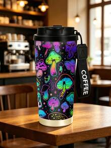 1個/5個 500ml 霓虹蘑菇車用馬克杯 不鏽鋼可靠保溫保冷 翻蓋式杯蓋附咖啡掛繩 適合辦公室、公路旅行與學習 節日生日時尚禮物 - 多色-蘑菇 - 查看 8