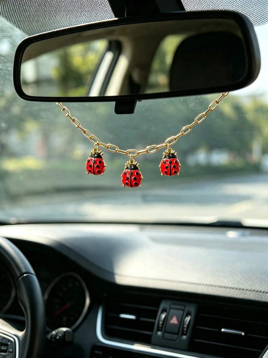 1件合金瓢蟲與蜜蜂汽車後視鏡吊飾,汽車內飾配件 - A - 查看 1