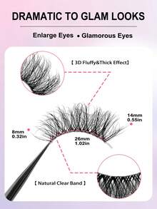 Asiteo 7 Pairs Luxury Thickened Random Eye Tail False Eyelashes, Faux Mink Half-Length Eyelashes With Clear Band, Cat Eye Style, Natural Fluffy Curly Full Coverage False Eyelashes, Essential Makeup Tool For Travel - Black - View 4