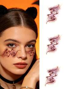 Tattoo Stickers, 3sheets/Set, Halloween Dark Style 12 Zodiac Signs Temporary Tattoos, Easy To Apply And Remove, Gradient Vein Pattern Halloween Costume Stickers, Suitable For Couples, Ideal Gift. - Brown - View 18