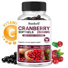 Bunkell Cranberry Softgels 25000MG, With Vitamin C - Supports Immune, Skin, Heart & Bone Health - 120 Softgels - 1瓶 - 查看 1