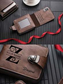 Personalized Men's Wallet With Custom Name & Initial, Custom Bifold Wallet, Card Holder, Personalized Wallet, Birthday Anniversary Gift For Him - Multicolor - View 8