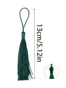 20/50/100pcs 13cm/5 Inch Silky Floss Bookmark Tassels With 2-Inch Cord Loop And Small Chinese Knot For Jewelry Making, Souvenir, Bookmarks, DIY Craft Accessory - 13cm Dark Green - View 2