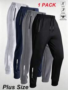 Plus Size Men's Spring/Summer Loose Long Pants, Solid Color Minimalist Thin Elastic Casual Pants, Tapered Fit Flattering Slimming Black - Black - View 12