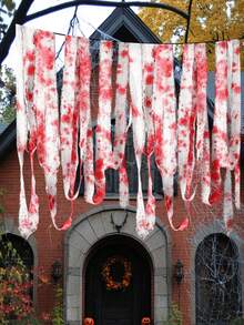 Blood-Stained Decorative Gauze Ribbon, Soft And Breathable Fabric, Dual-Purpose, Suitable For Cosplay Wound Props And Home Window/Ceiling Hanging Decor, Ideal For Home Decor Enthusiasts, Used For Entryway, Basement And Halloween Themed Home Decoration - A - View 7