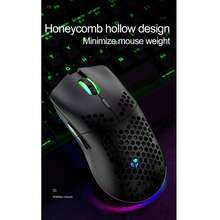 CHANGXIE Mouse Gaming Nirkabel, Mouse Tanpa Kabel USB 2.4G Honeycomb, Mouse Gaming Komputer RGB Isi Ulang dengan Lampu LED, Paracord Tanpa Gesekan, Desain Ergonomis, Cocok untuk Bermain Game di Rumah dan Penggunaan Kantor, Hadiah Halloween - Hitam - Versi Baru - View 2