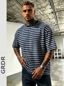 GRDR Men's Fashion Crew Neck Short Sleeve T-Shirt | Exquisite Design | Summer Essential | Easy To Match | Show Your Style - Navy Blue - View 6