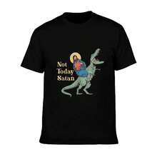 Not Today Satan Jesus Riding Dinosaur T Rex Funny Sarcastic T Shirt - Shape - View 6