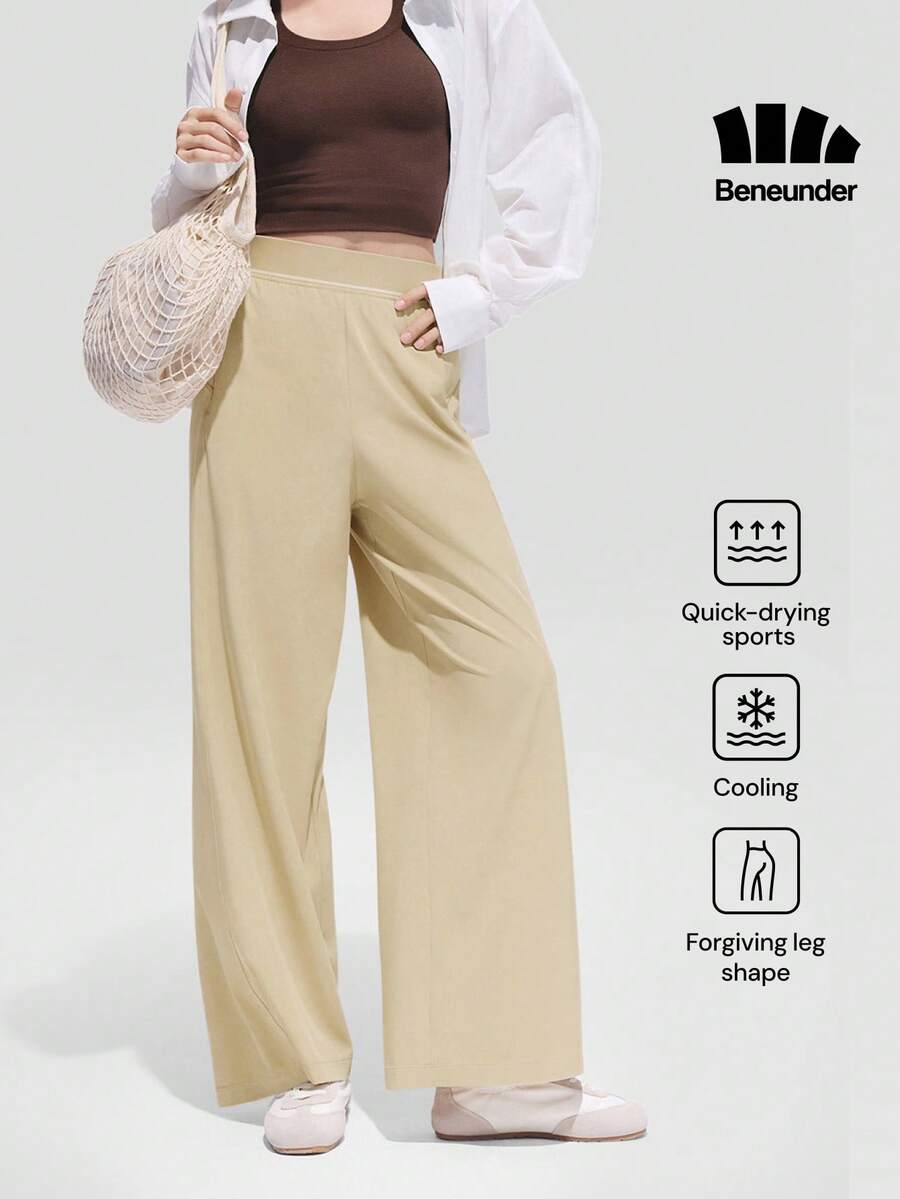 Beneunder Women's Cooling Quick-Dry Wide-Leg Sun-Protective Pants AL001 - Apricot - View 1